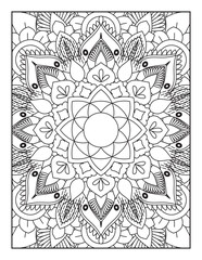 Black and white pattern.Pattern for coloring book. Flower Mandala Coloring Page.Coloring Page For Adult.Mandala Coloring Page. Coloring Page. Mandala. Mehndi design.Mandala coloring page KDP interior.