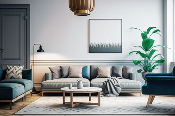 Modern Living Room Interior Design. Photo generative AI