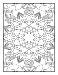 Black and white pattern.Pattern for coloring book. Flower Mandala Coloring Page.Coloring Page For Adult.Mandala Coloring Page. Coloring Page. Mandala. Mehndi design.Mandala coloring page KDP interior.