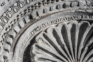 decoration of an ancient building with plaster stucco close-up