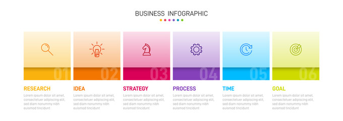 Infographic design with icons and 6 options or steps. Thin line. Infographics business concept. Can be used for info graphics, flow charts, presentations, mobile web sites, printed materials.