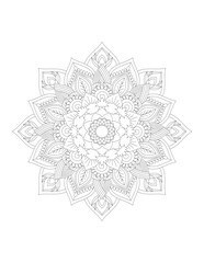 Coloring book page. Hand drawn vector illustration. Flower Mandala. Mandala pattern black and white good mood. Mandala. Round Ornament Pattern.  Vector for coloring page for adults.