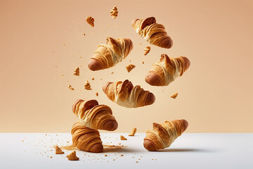 The Magic of Pasty - Freshly baked croissants, Generative AI - obrazy, fototapety, plakaty