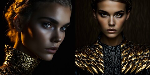 Fototapeta premium Junge hübsche Frau posiert als Model für Porträt Aufnahmen im Studio, ai generativ