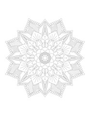 Coloring book page. Hand drawn vector illustration. Flower Mandala. Mandala pattern black and white good mood. Mandala. Round Ornament Pattern.  Vector for coloring page for adults.