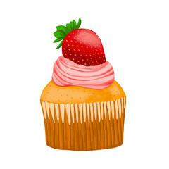 Watercolor style strawberry cake