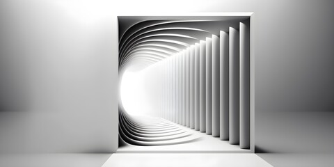 White tunnel, abstract on a white wall, white modern design and white abstract art, exlusive, mysterious and expensive white AI, AI Générative, Générative.