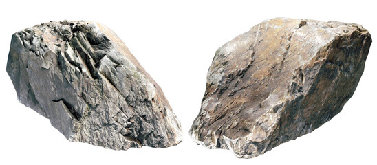 rock stone isolated on white PNG file 3D rendering. © Thossaphon