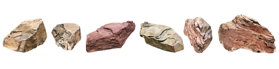 rock isolated on white PNG file 3D rendering. © Thossaphon