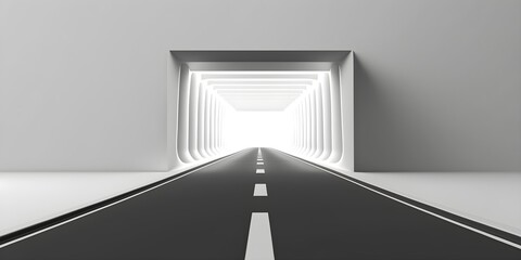 White tunnel and road on a white wall, white modern design and white abstract art, exlusive, mysterious and expensive white AI, AI Générative, Générative.