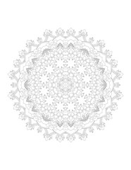Coloring book page. Hand drawn vector illustration. Flower Mandala. Mandala pattern black and white good mood. Mandala. Round Ornament Pattern.  Vector for coloring page for adults.