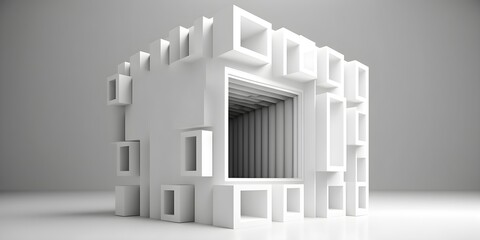 Fototapeta premium White modern object on a white wall, white modern design and white abstract art, exlusive, mysterious and expensive white AI, AI Générative, Générative.