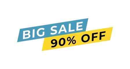 Banner sale discount up to 90 percent off isolated on white background. Suitable for marketing, promotion, business, announcements and advertising.