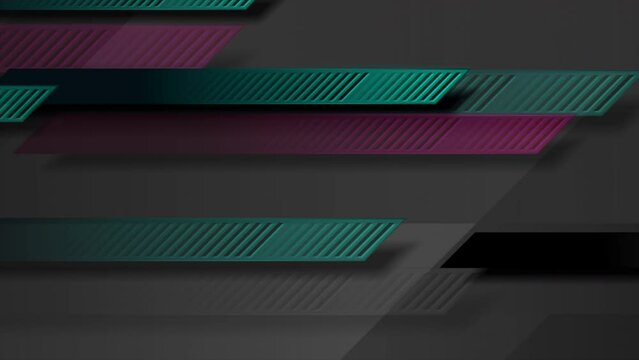 Black blue purple geometric tech abstract background. Seamless looping futuristic motion design. Video animation Ultra HD 4K 3840x2160
