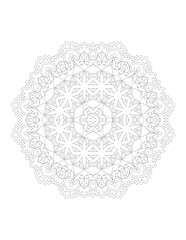 Coloring book page. Hand drawn vector illustration. Flower Mandala. Mandala pattern black and white good mood. Mandala. Round Ornament Pattern.  Vector for coloring page for adults.