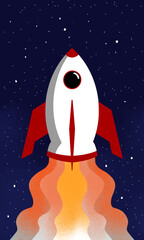Rocket launch,ship.vector, illustration concept of business product on a market