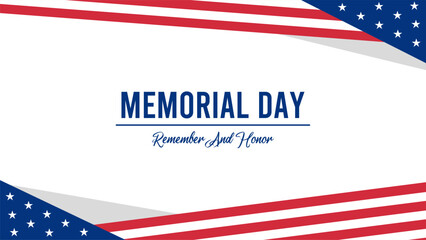 memorial day greeting on white background with usa flag. remember and honor memorial day greeting