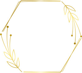 Obraz premium Luxury gold leaf frame border floral ornament for background, wedding invitation, thank you card, logo, greeting card