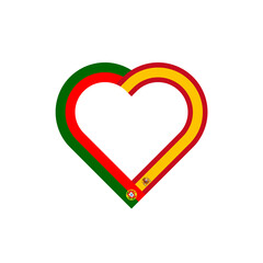 unity concept. heart ribbon icon of portugal and spain flags. PNG