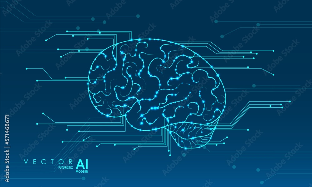 Poster technological brain and machine learning concept