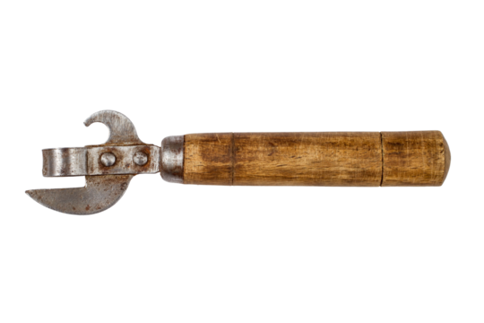 Old can opener. Can opener close up.