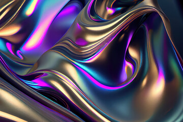 metallic holographic, wavy fabric, Generative Ai