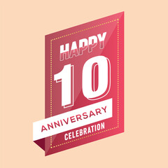 10th anniversary celebration vector pink 3d design  on brown background abstract illustration