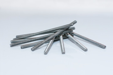 Threaded rods with white background