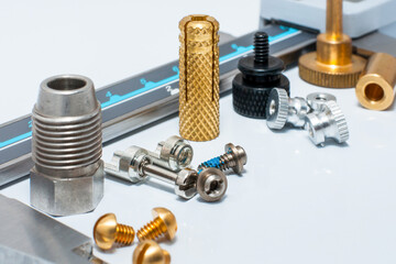 Various fasteners and fixings components with white background