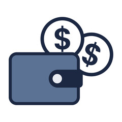 blue and white isolate Wallets and credit cards flat icon