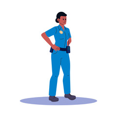 Female police officer in uniform vector illustration