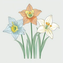Triptych of daffodils