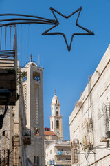 Bethlehem views on a sunny days. Star on sky background