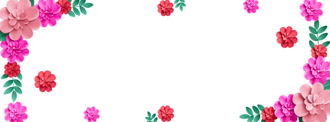 Spring colorful flower banner cutout