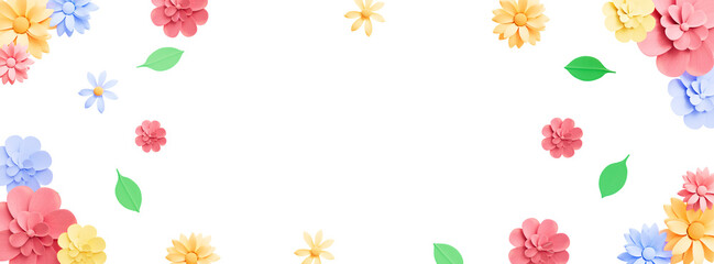 Fototapeta na wymiar Spring colorful flower banner cutout