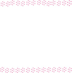 Top and bottom frame made of pink polka dots, can be used for border template design, poster edge.