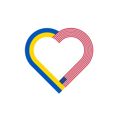 unity concept. heart ribbon icon of ukraine and united states flags. PNG