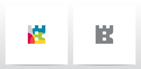 Obraz premium Castle Fortress Letter Logo Design B