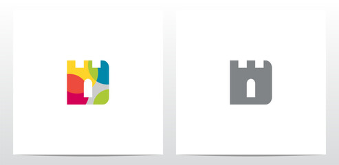 Castle Fortress Letter Logo Design D