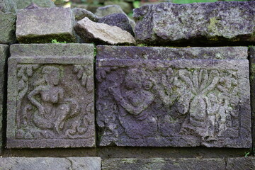 The carved stone on gambar wetan temple. The Gambar Wetan Temple was built during the Majapahit...