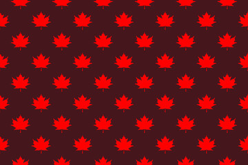 Fototapeta na wymiar pattern of red maple leaves on a brown background. template for application to the surface. Horizontal image.