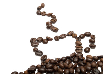 Cup of coffee designed with beans