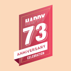 73rd anniversary celebration vector pink 3d design  on brown background abstract illustration