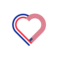 unity concept. heart ribbon icon of france and united states flags. PNG