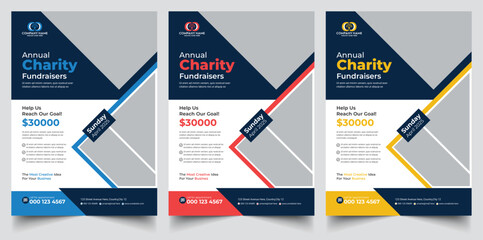 Charity and Sponsor Flyer Template Design for Food Donation