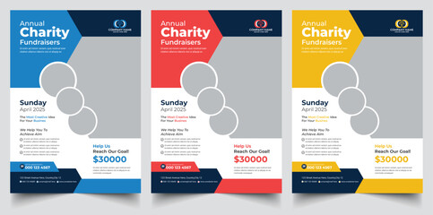 Charity and Sponsor Flyer Template Design for Food Donation - obrazy, fototapety, plakaty