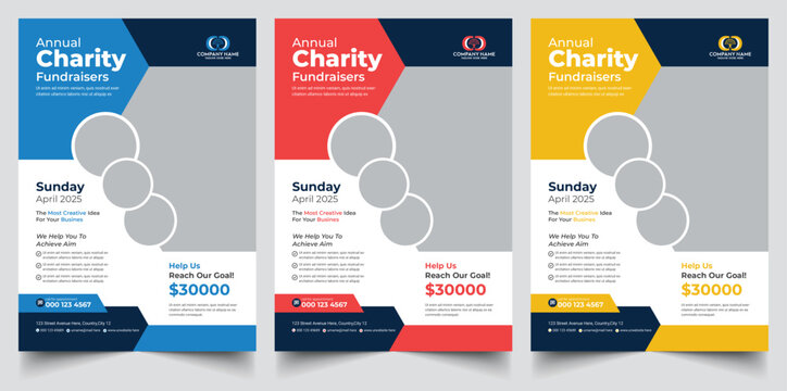 Charity and Sponsor Flyer Template Design for Food Donation