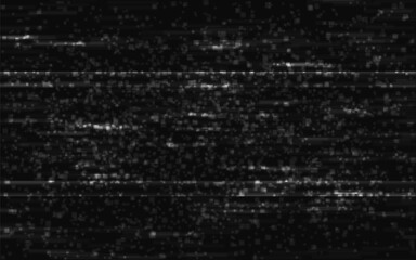 Glitch VHS video. Black and white retro distortion. Old playback error. Horizontal random lines. Tape rewind effect. No signal template. Vector illustration
