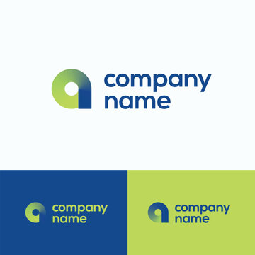 Сompany logo. Round letter a logo template. Search statistics gradient sign.