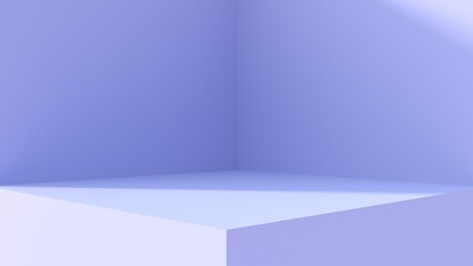 Blank blue stage on minimal style background for showing product. 3D rendering.  